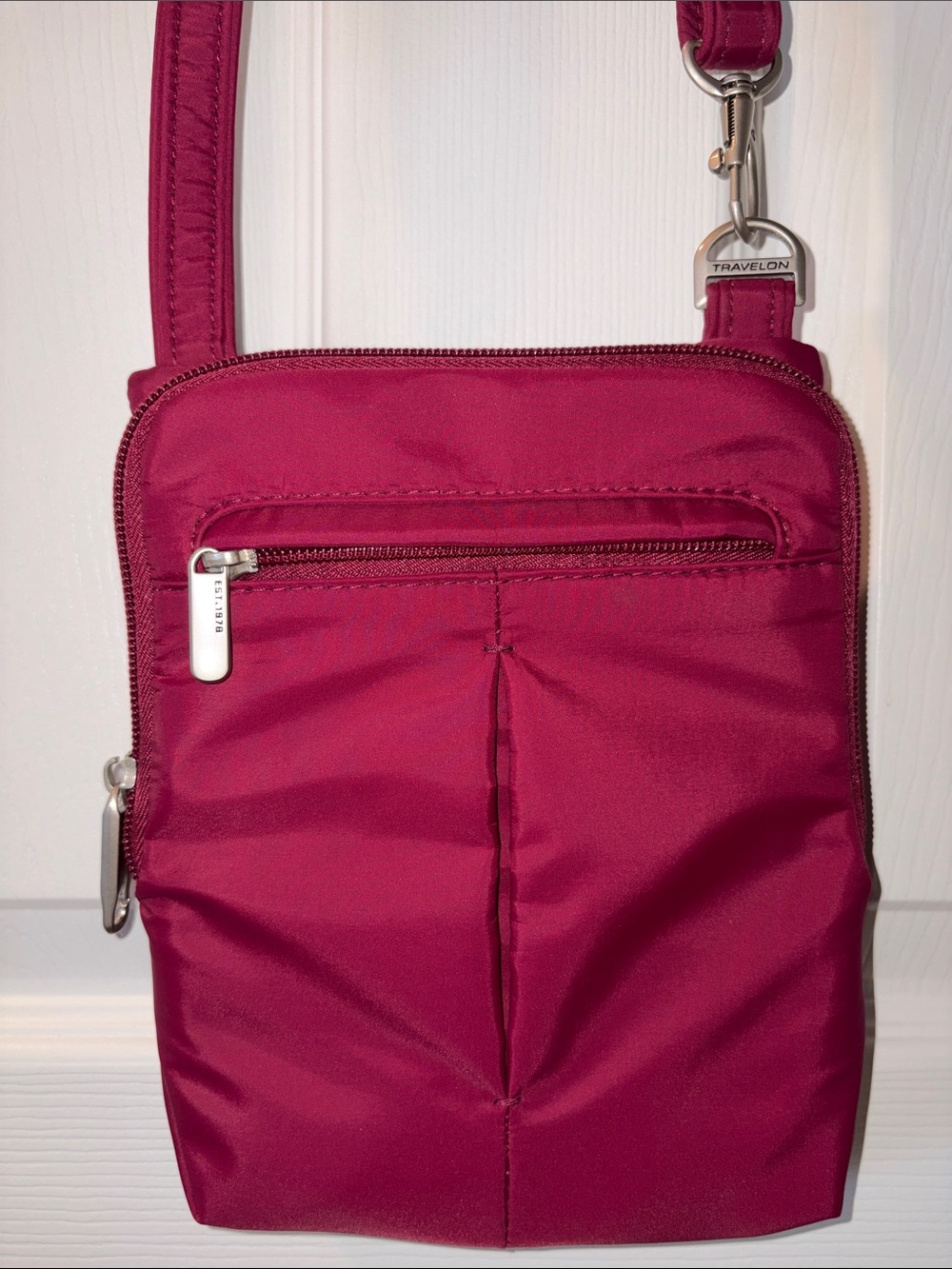 Travelon Anti-Theft Compact Crossbody Bag in Deep Berry